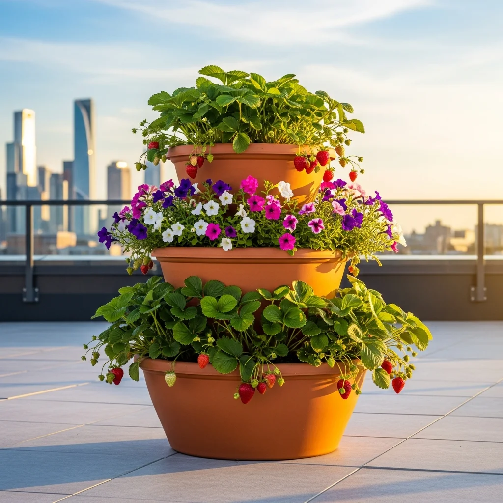 2. Stacked Tiered Planter Systems