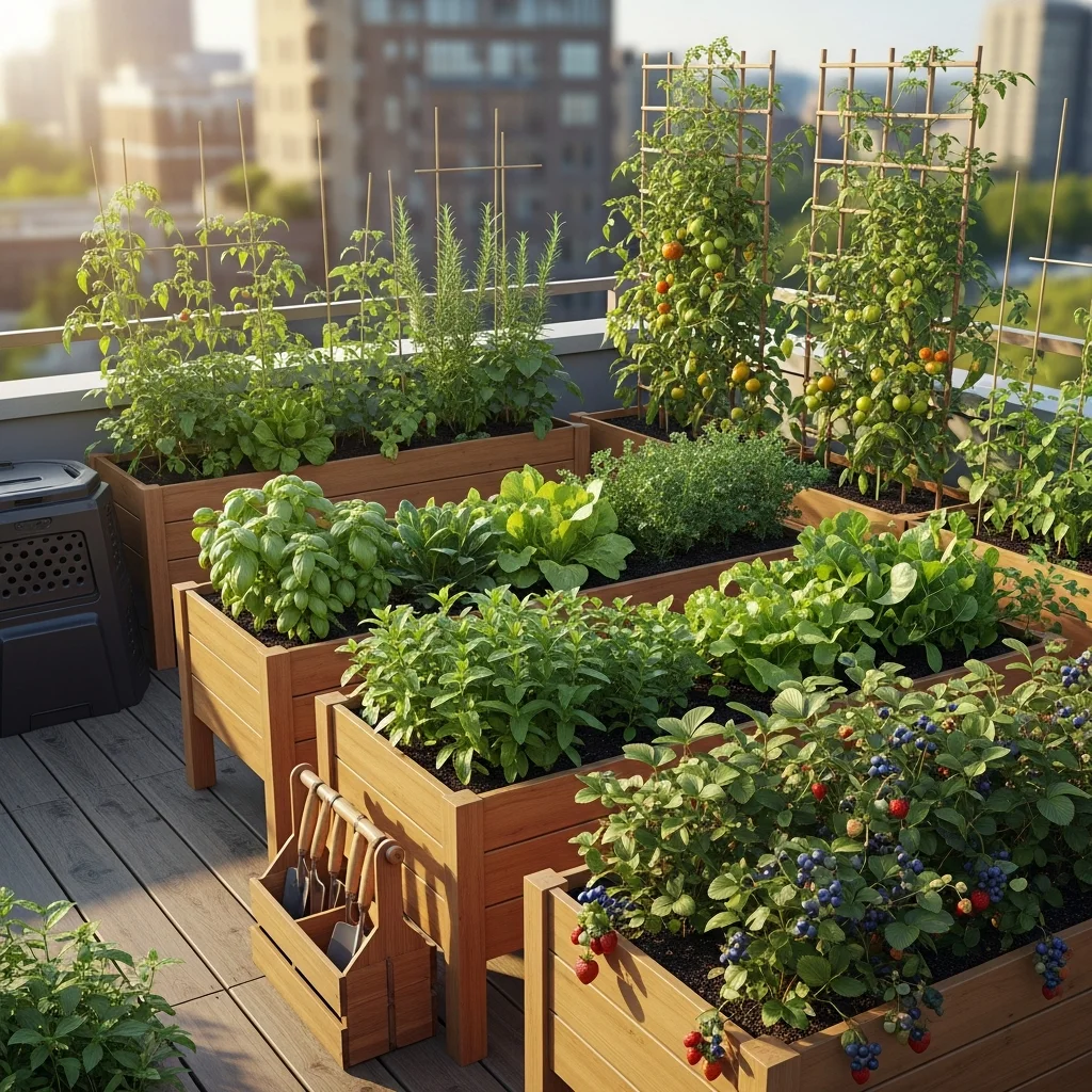 19 Breathtaking Rooftop Garden Deck Designs for Every Style 7 6. Sustainable Edible Garden