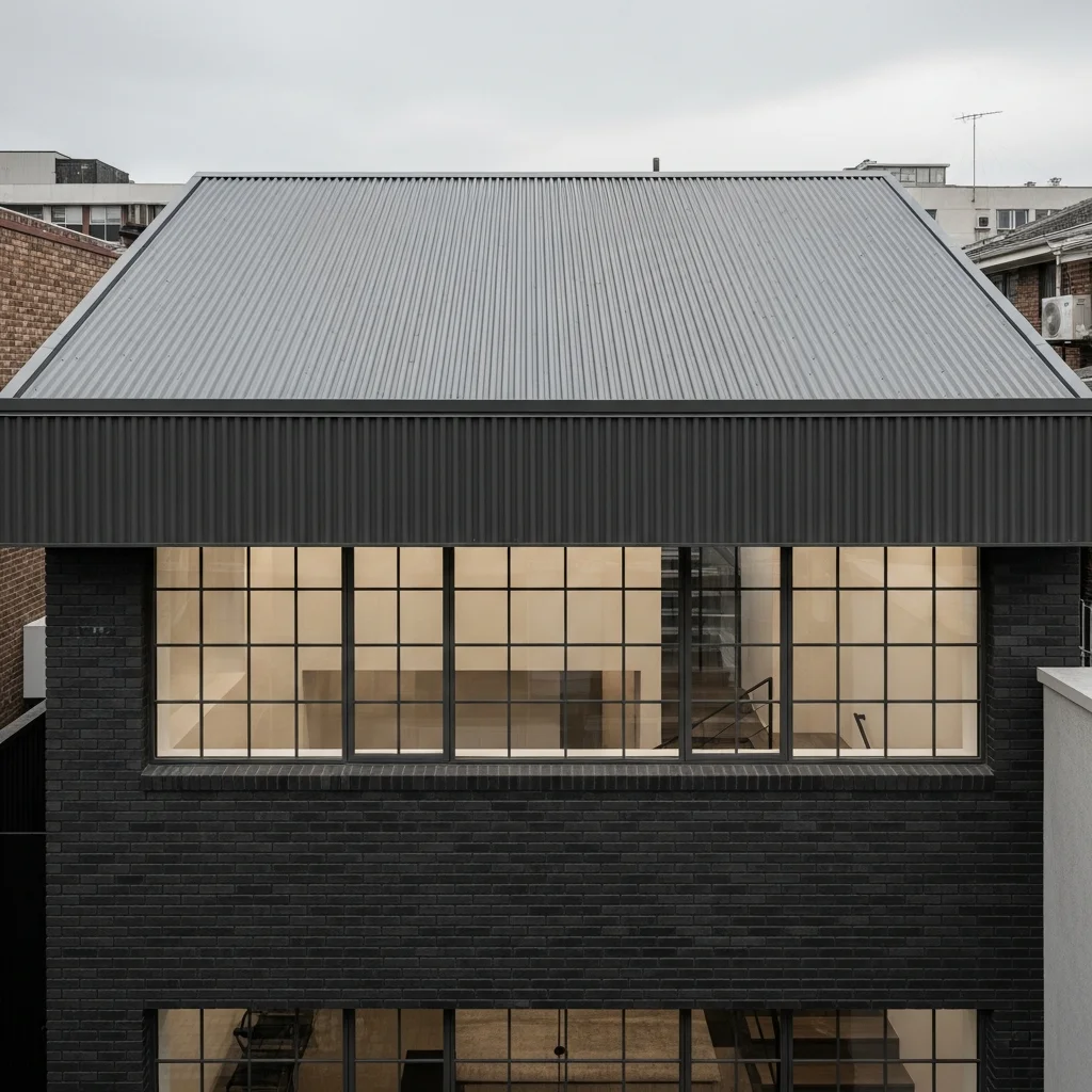 Top 15 Metal Roof Aesthetic Ideas for Modern Homes 10 9. Textured Dark Grey Ribbed Panels