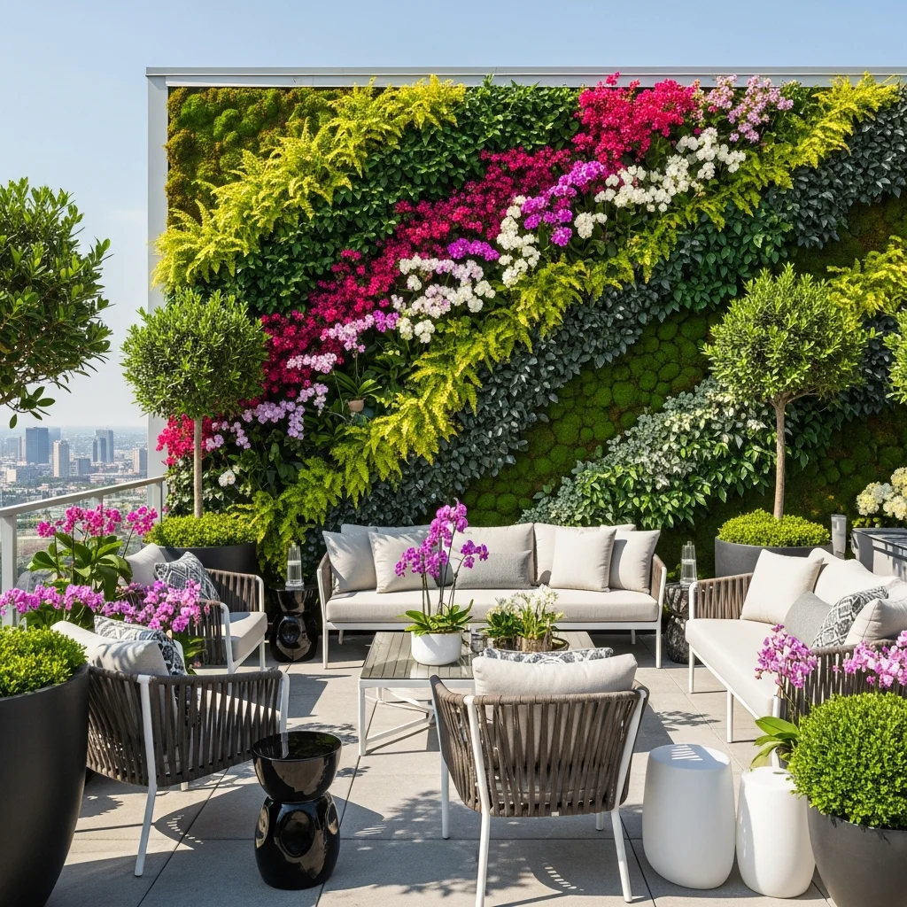 Top 23 Luxury Penthouse Rooftop Terrace Designs 9 8. Vertical Garden Sanctuary