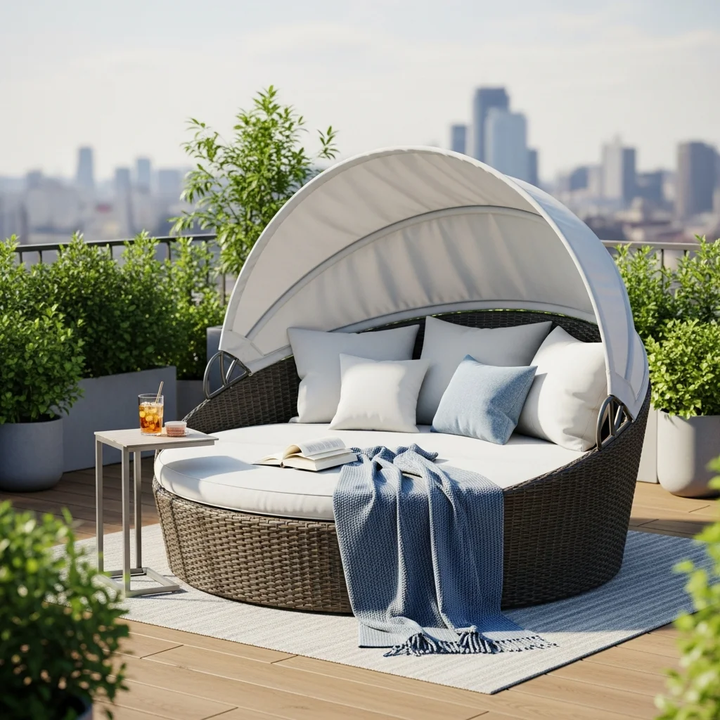 2. Woven Rattan Daybed Retreat