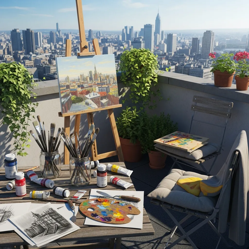 Top 15 Rooftop Oasis Inspirations to Transform Your Urban Space 13 12. Artist's Studio Nook