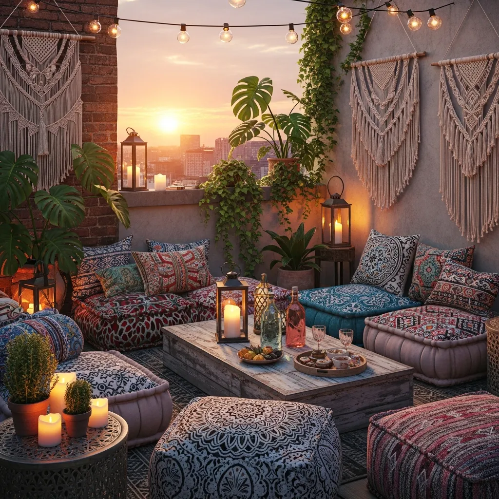 Top 15 Rooftop Oasis Inspirations to Transform Your Urban Space 10 9. Bohemian Chic Lounge