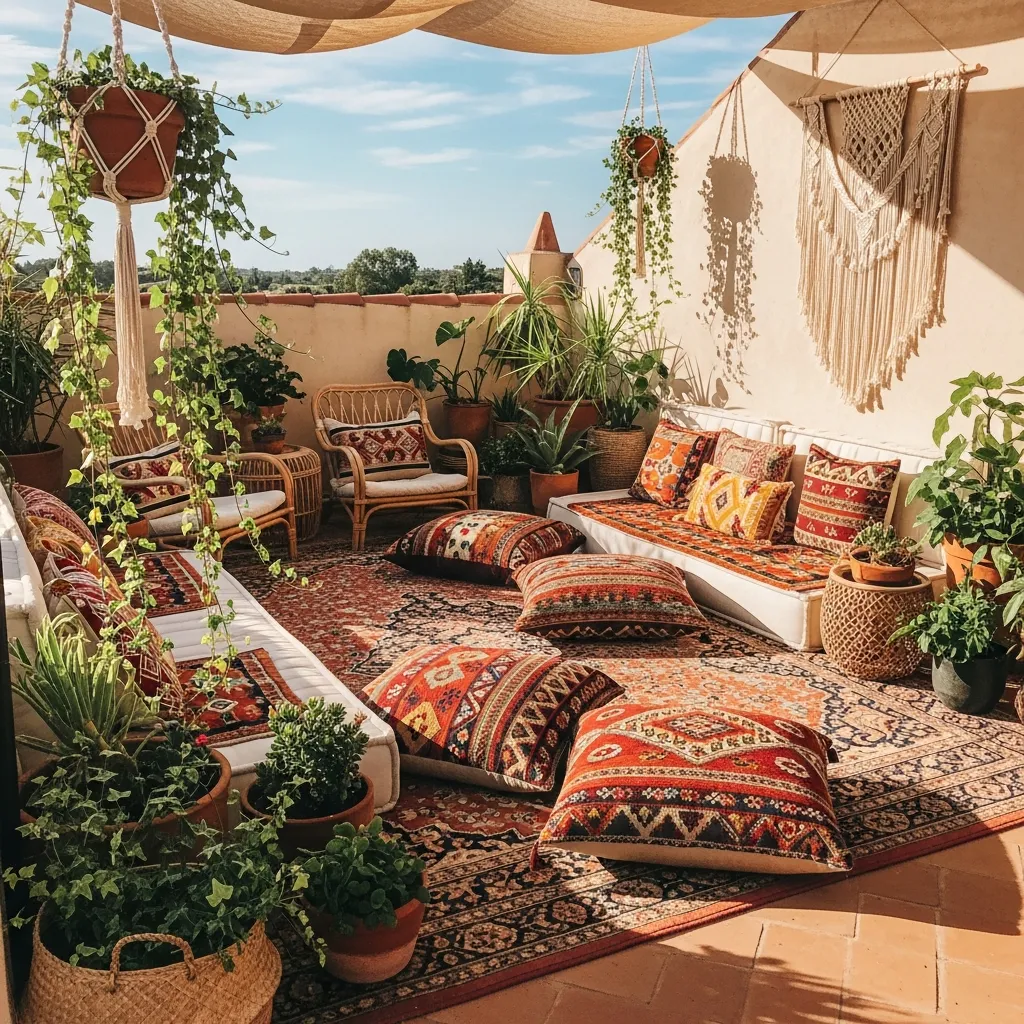 19 Dreamy Rooftop Seating Area Ideas to Inspire Your Space 5 4. Bohemian Relax Zone