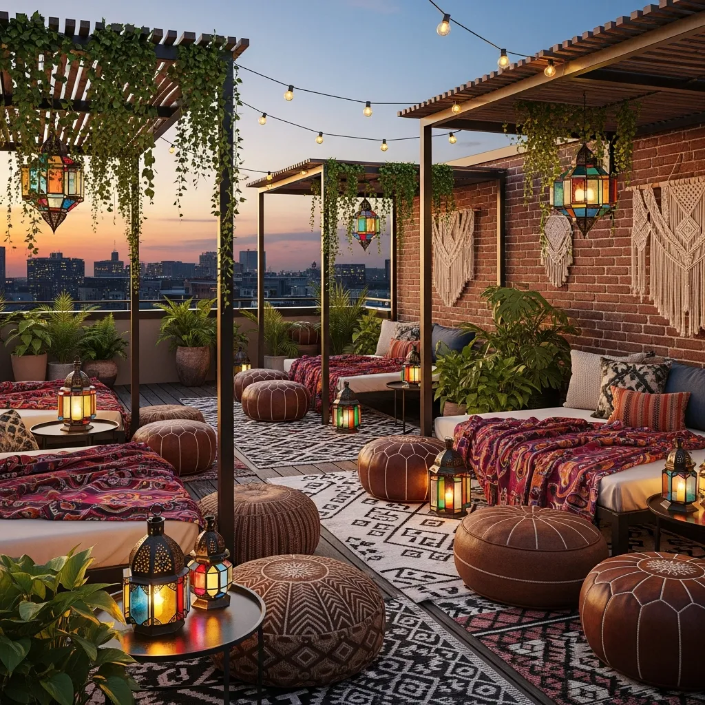 Top 25 Modern Rooftop Seating Areas That Will Elevate Your Space! 16 15. Bohemian Rhapsody Deck