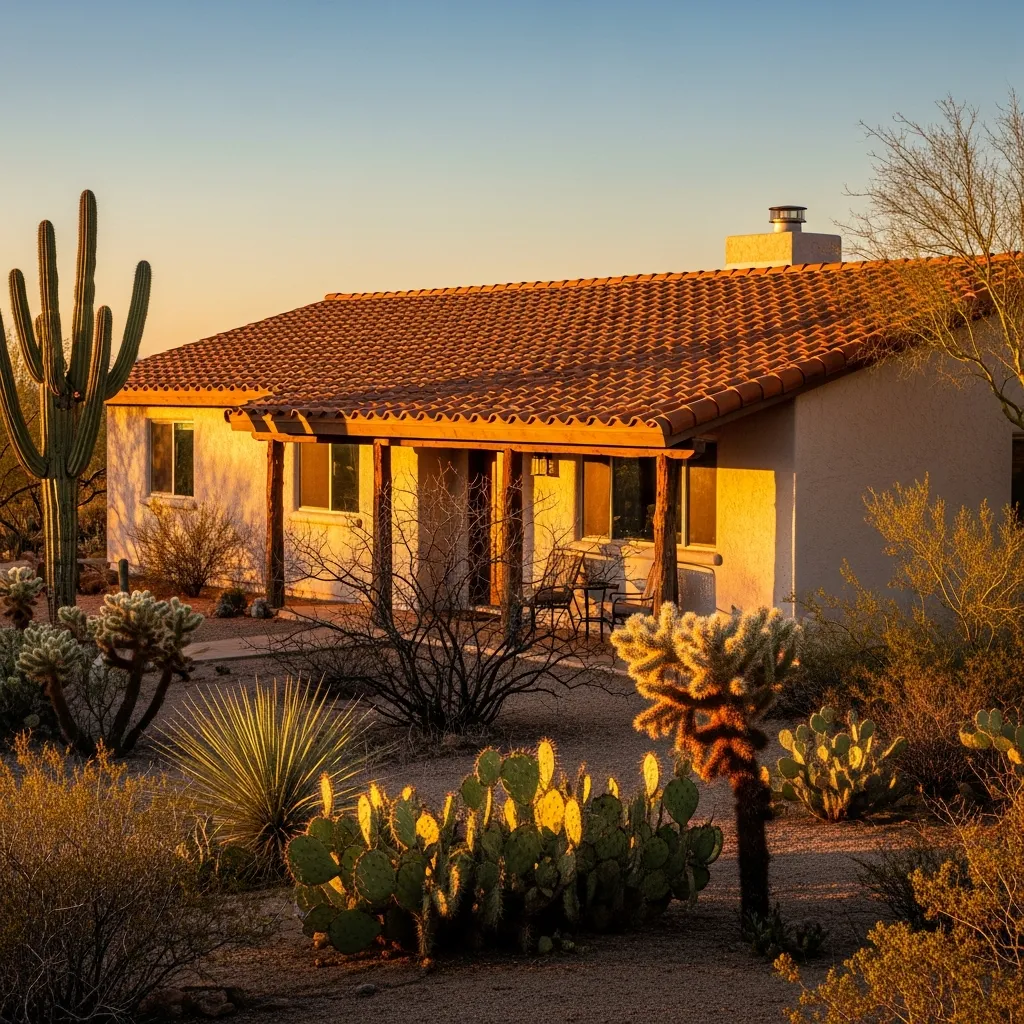 9. Burnt Orange Roof & Desert Sand Walls