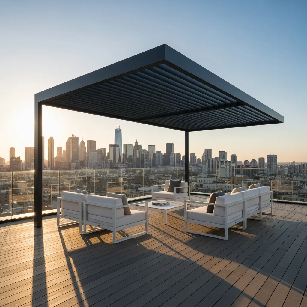 Top 15 Rooftop Patio Designs with Pergola Shade 11 10. Cantilevered Floating Pergola