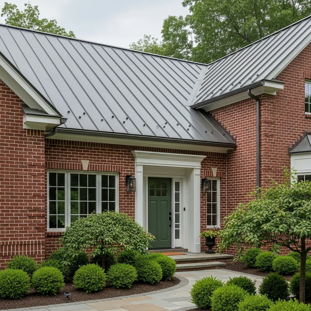2. Charcoal Gray and Deep Red Brick