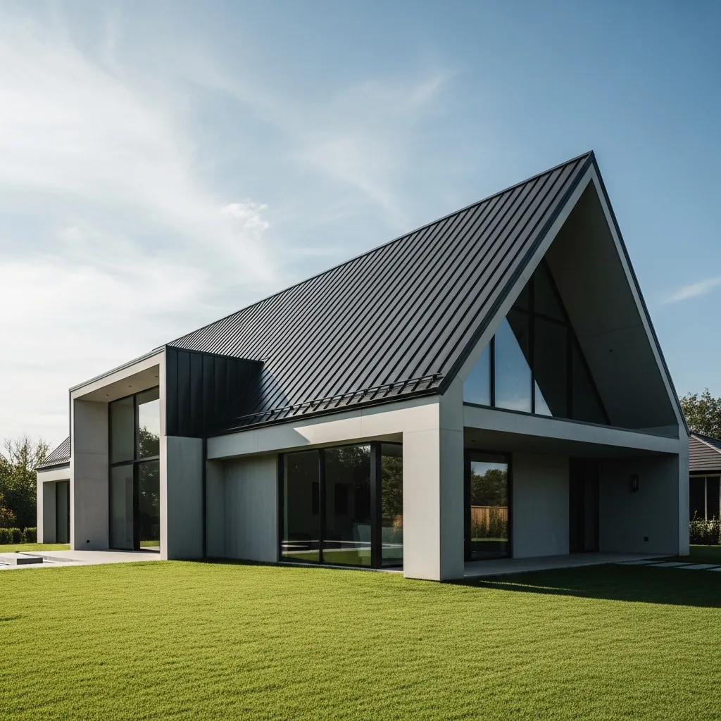 1. Classic Black Metal Roof