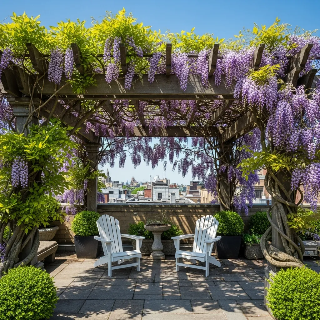 Top 15 Rooftop Patio Designs with Pergola Shade 9 8. Classic Wood & Vine Pergola