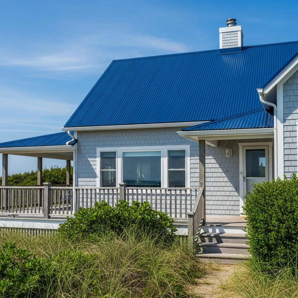 7. Coastal Deep Blue Roof + Light Gray Siding