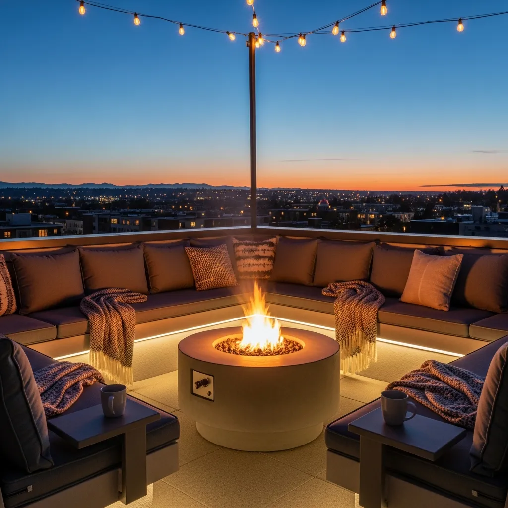 Top 17 Rooftop Seating Area Designs That Will Elevate Your Outdoor Space 5 4. Cozy Fire Pit Gathering Spot