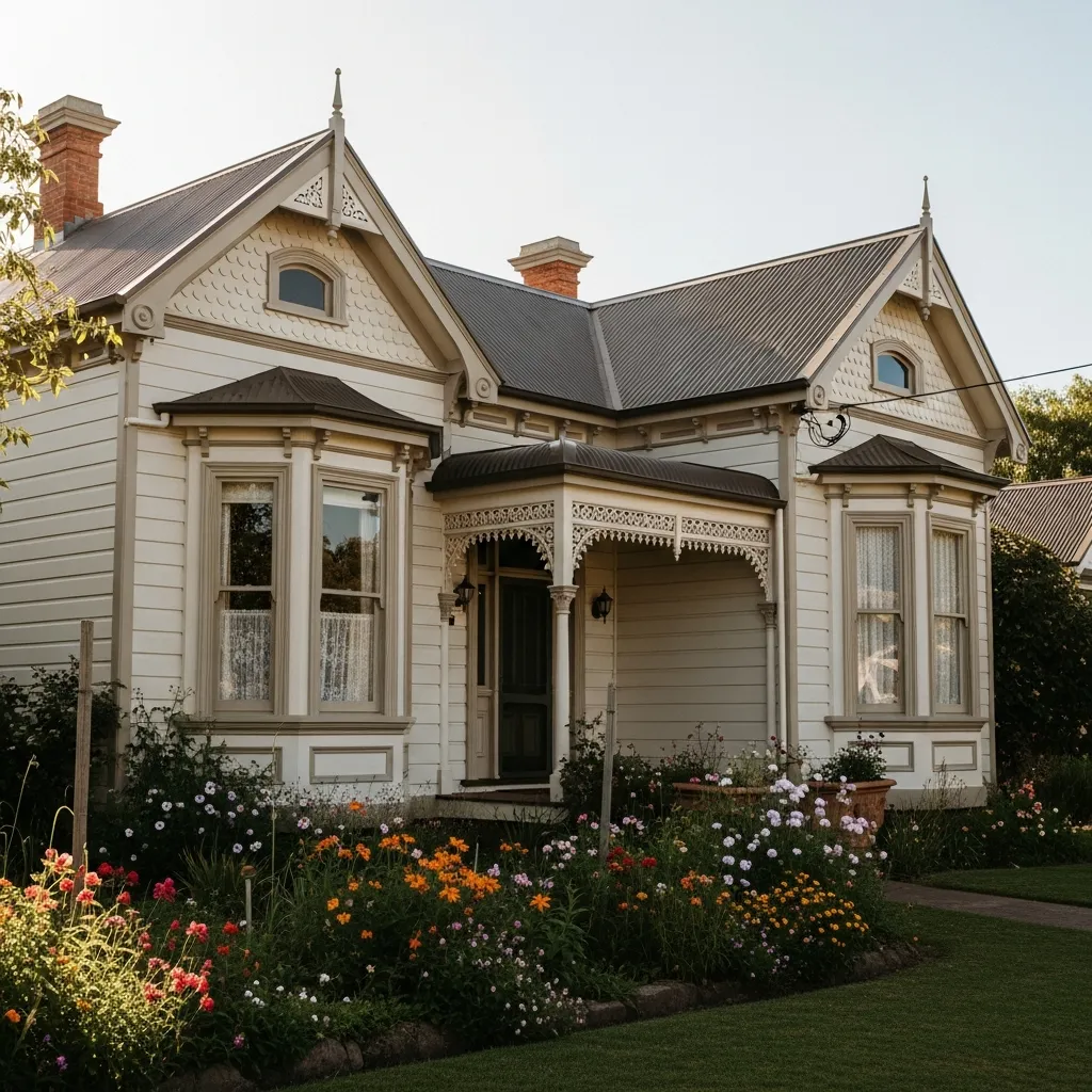 17 Timeless Neutral Color Schemes for Metal Roof Houses 12 11. Creamy White with Warm Greige Trim