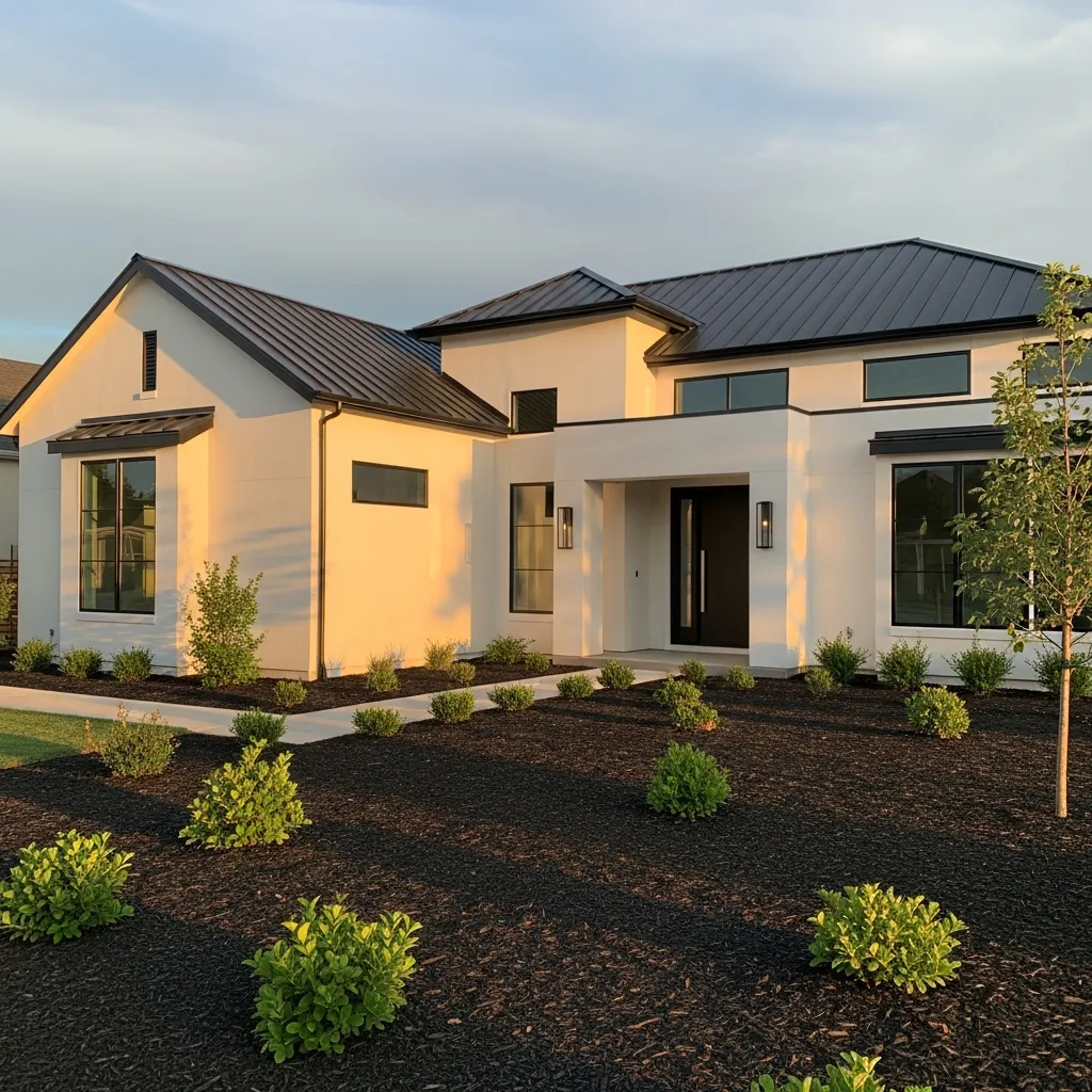 17 Timeless Neutral Color Schemes for Metal Roof Houses 3 2. Crisp White with Matte Black Details