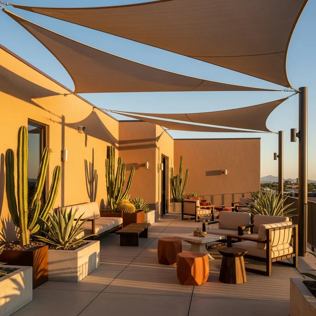 Top 25 Modern Rooftop Seating Areas That Will Elevate Your Space! 22 21. Desert Modernism Vibe