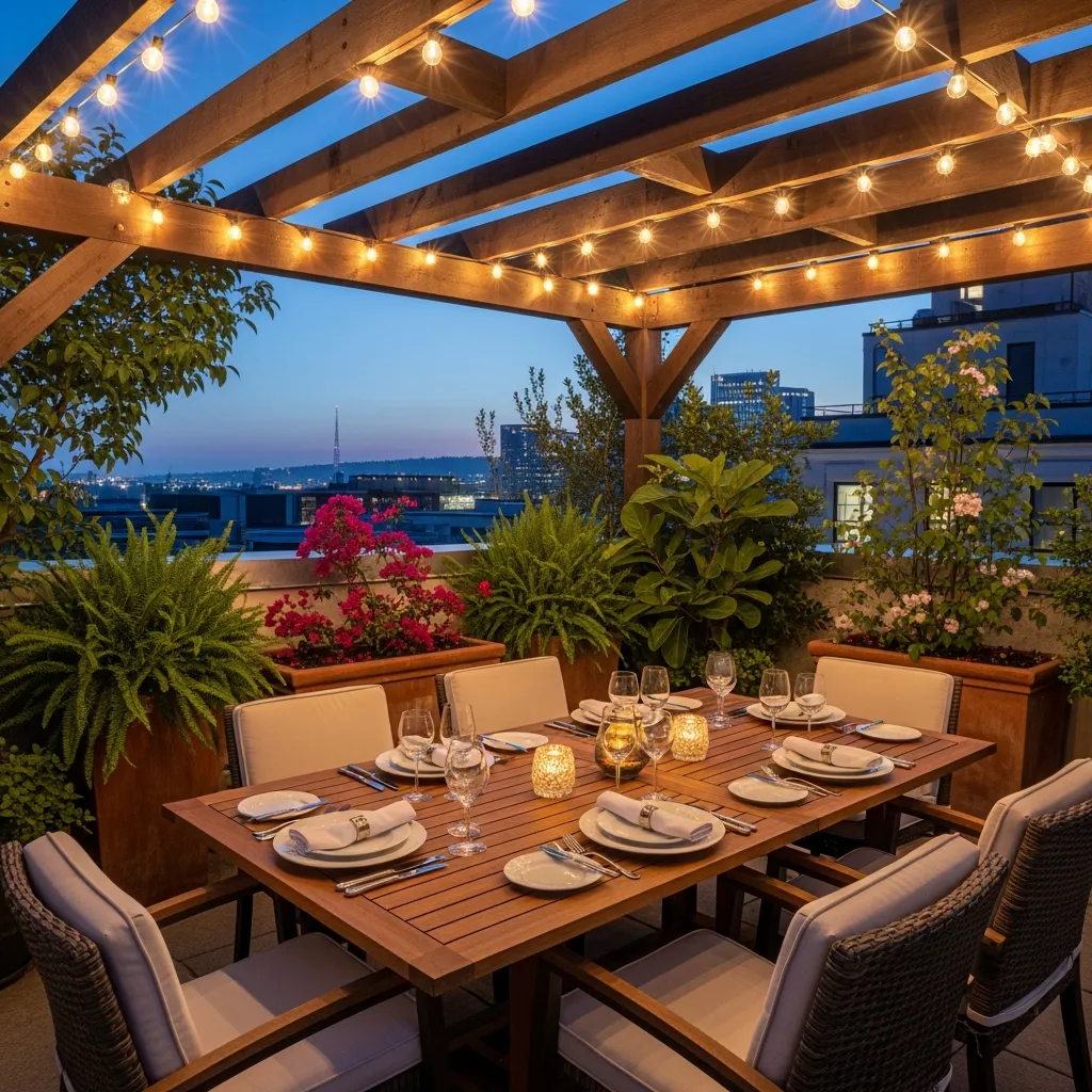 Top 15 Rooftop Patio Designs with Pergola Shade 13 12. Dining Al Fresco Pergola