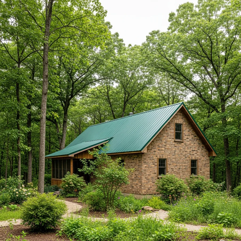 7. Forest Green and Earthy Brown Brick