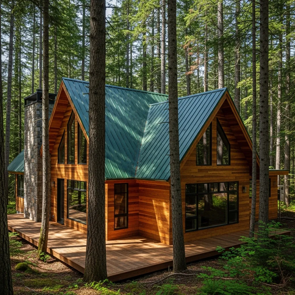 3. Forest Green Roof & Natural Cedar Siding