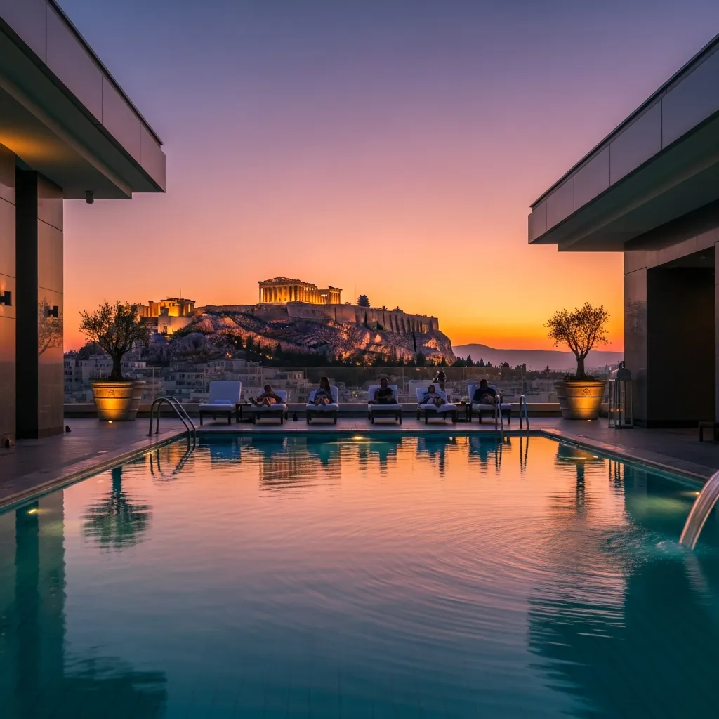 Top 19 Rooftop Pool Decks Around the World You Need to See! 8 7. Grand Hyatt Athens, Greece