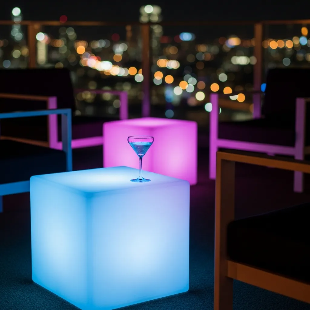 13. Illuminated Furniture (LED Cubes/Tables)
