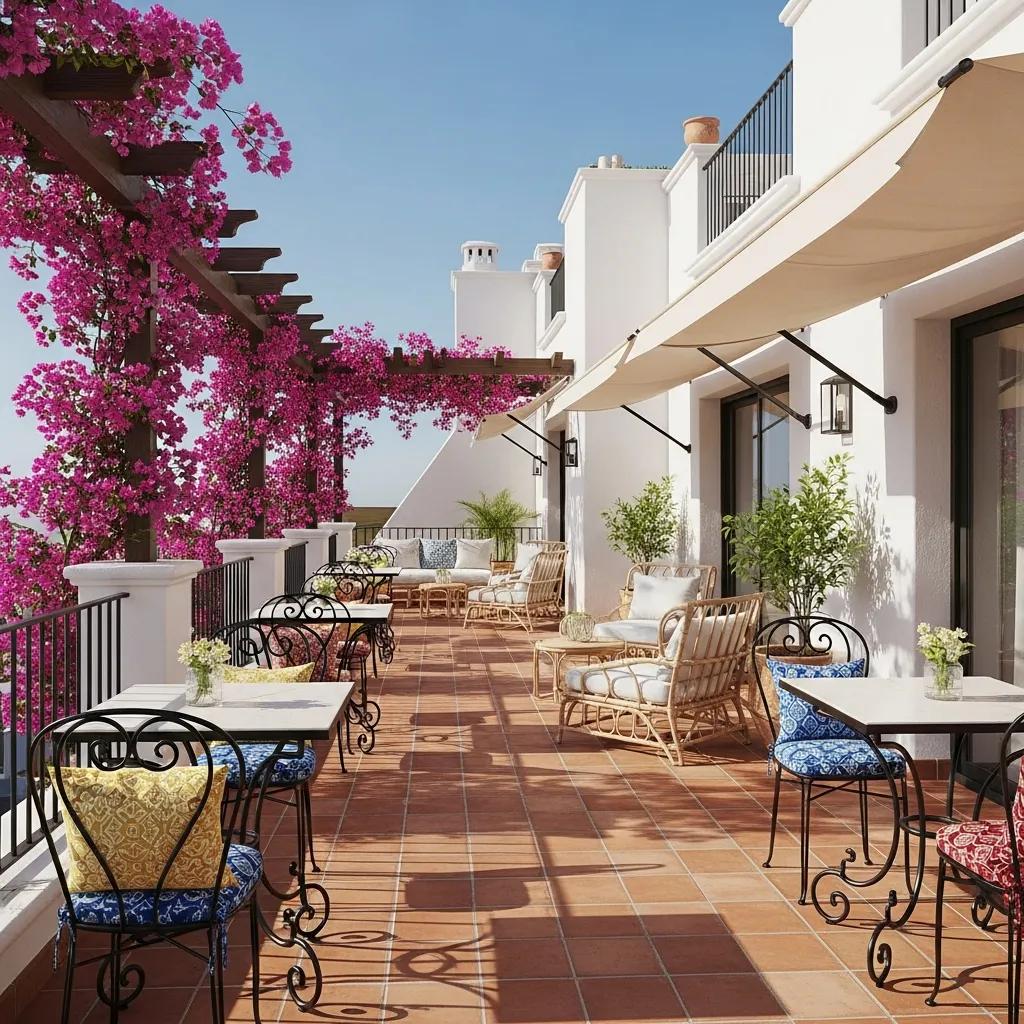 Top 25 Modern Rooftop Seating Areas That Will Elevate Your Space! 13 12. Mediterranean-Inspired Terrace