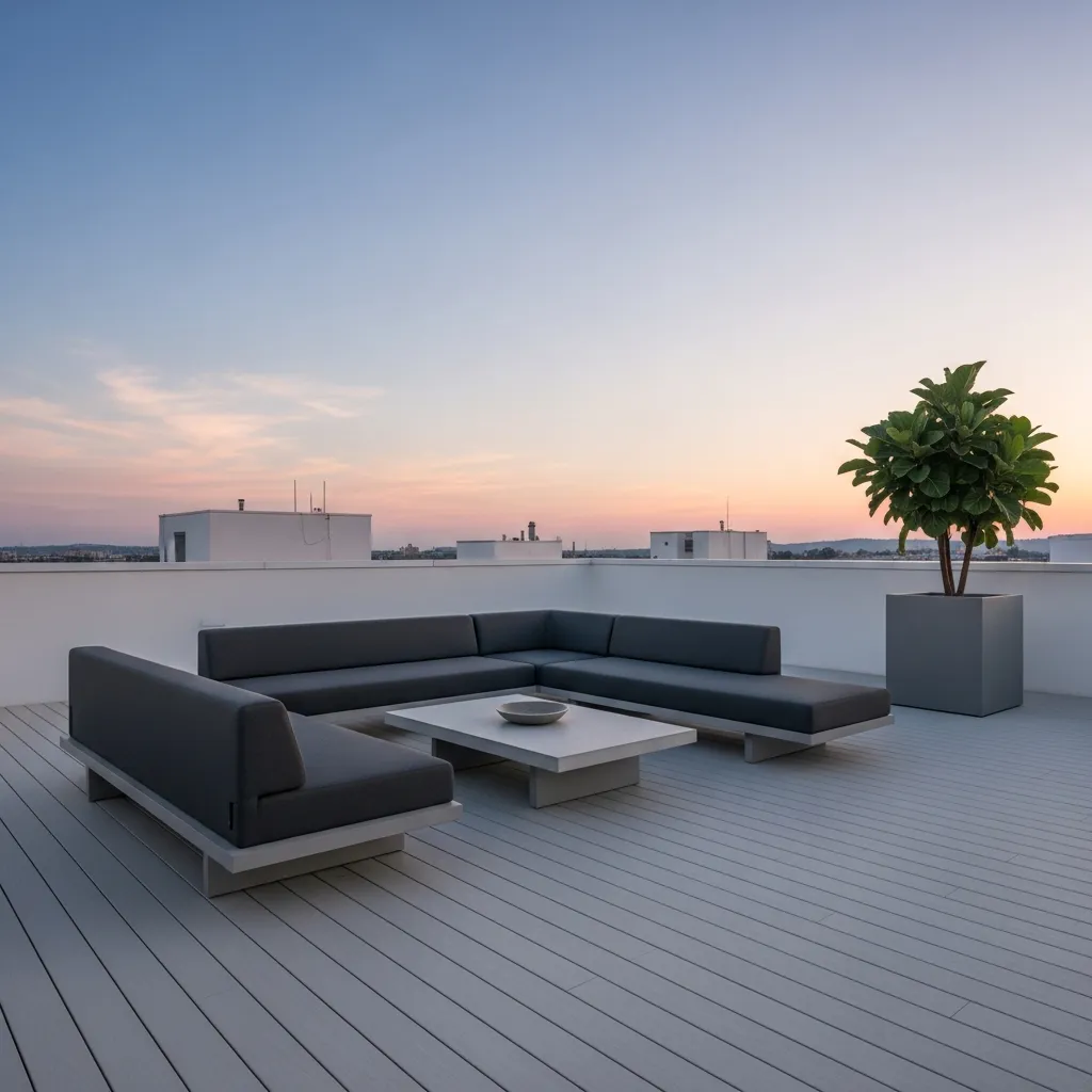 19 Dreamy Rooftop Seating Area Ideas to Inspire Your Space 7 6. Minimalist Modern Deck