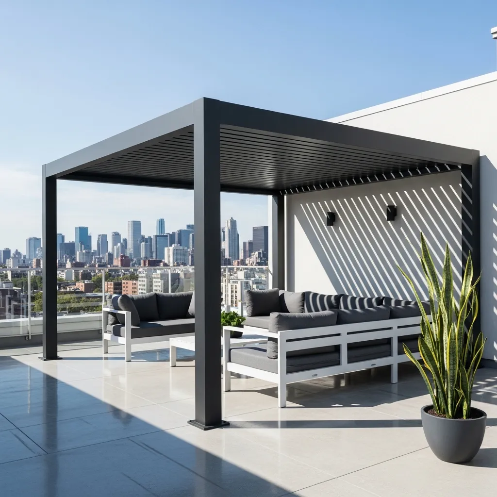 Top 15 Rooftop Patio Designs with Pergola Shade 2 1. Modern Minimalist Pergola