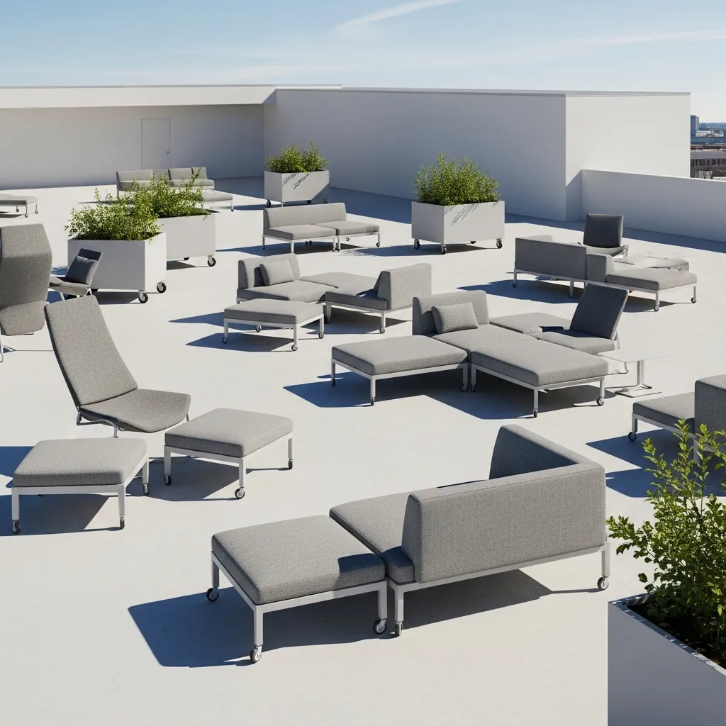 Top 25 Modern Rooftop Seating Areas That Will Elevate Your Space! 20 19. Modular Flexible Space