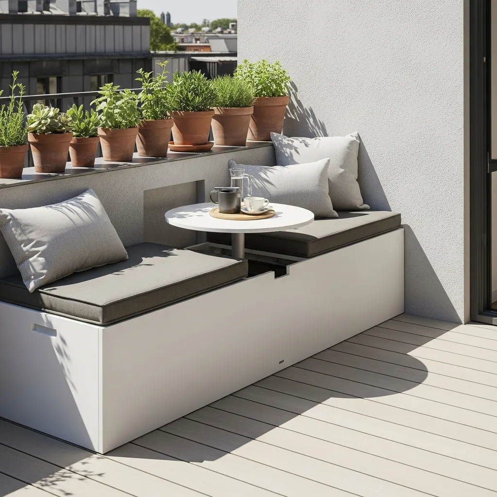 Top 11 Rooftop Patio Design Ideas for Small Spaces 3 2. Multifunctional Furniture Masterpieces