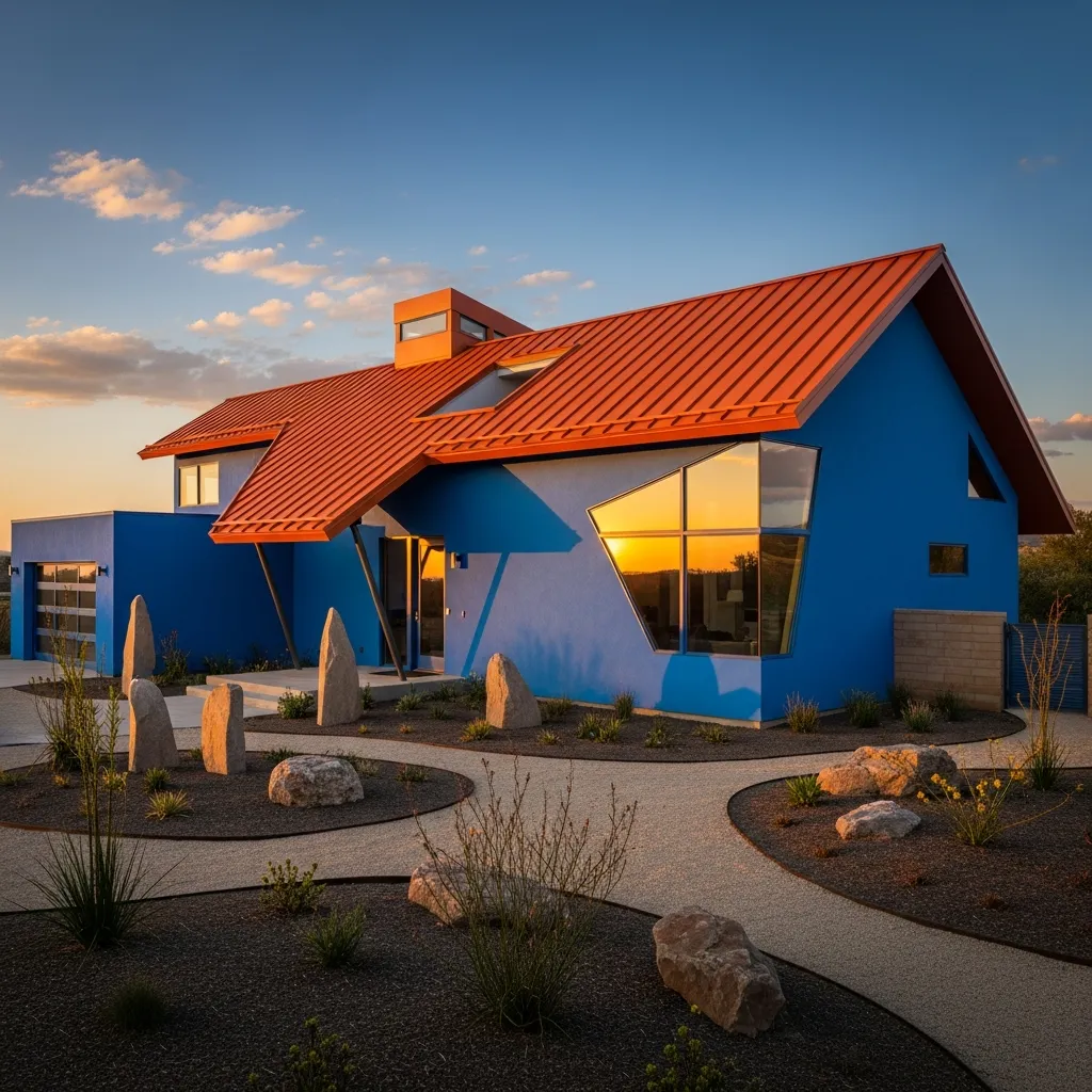 19. Orange Peel Roof & Azure Blue House