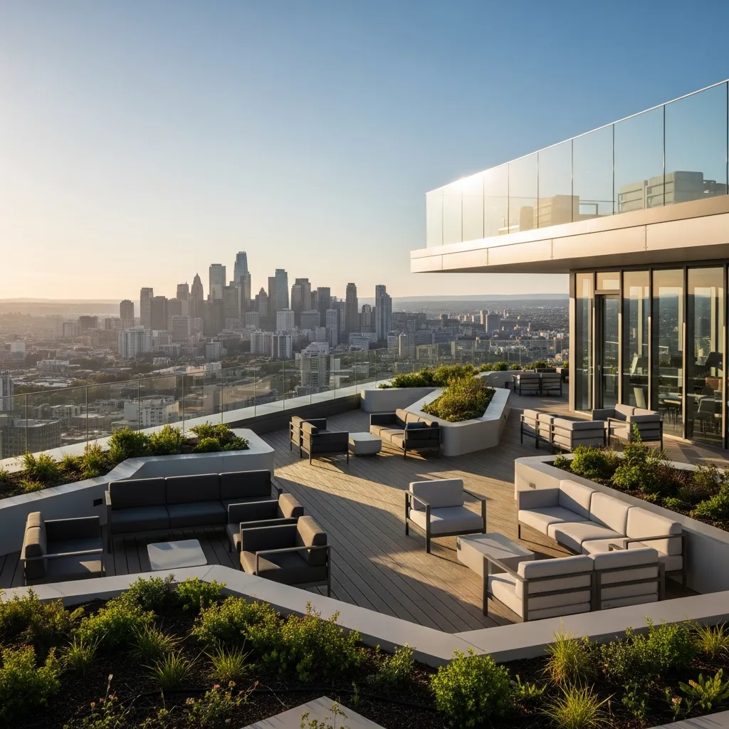 Top 25 Modern Rooftop Seating Areas That Will Elevate Your Space! 5 4. Panoramic Sky Deck
