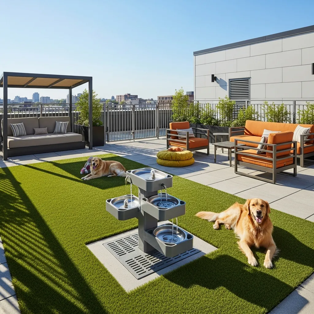 25 Breathtaking Rooftop Patio Lounge Designs for Your Dream Space 23 22. Pet-Friendly Play & Relax