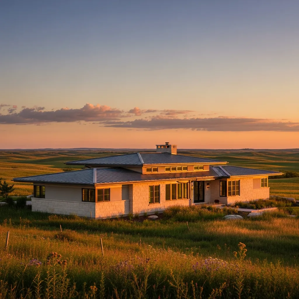 13. Prairie Farmhouse with Low-Slung Metal Roof
