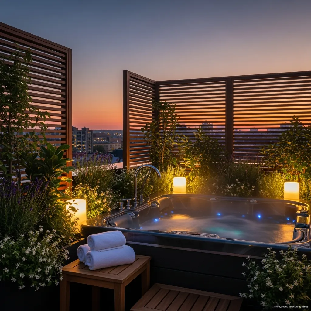 Top 15 Rooftop Oasis Inspirations to Transform Your Urban Space 8 7. Private Spa Retreat