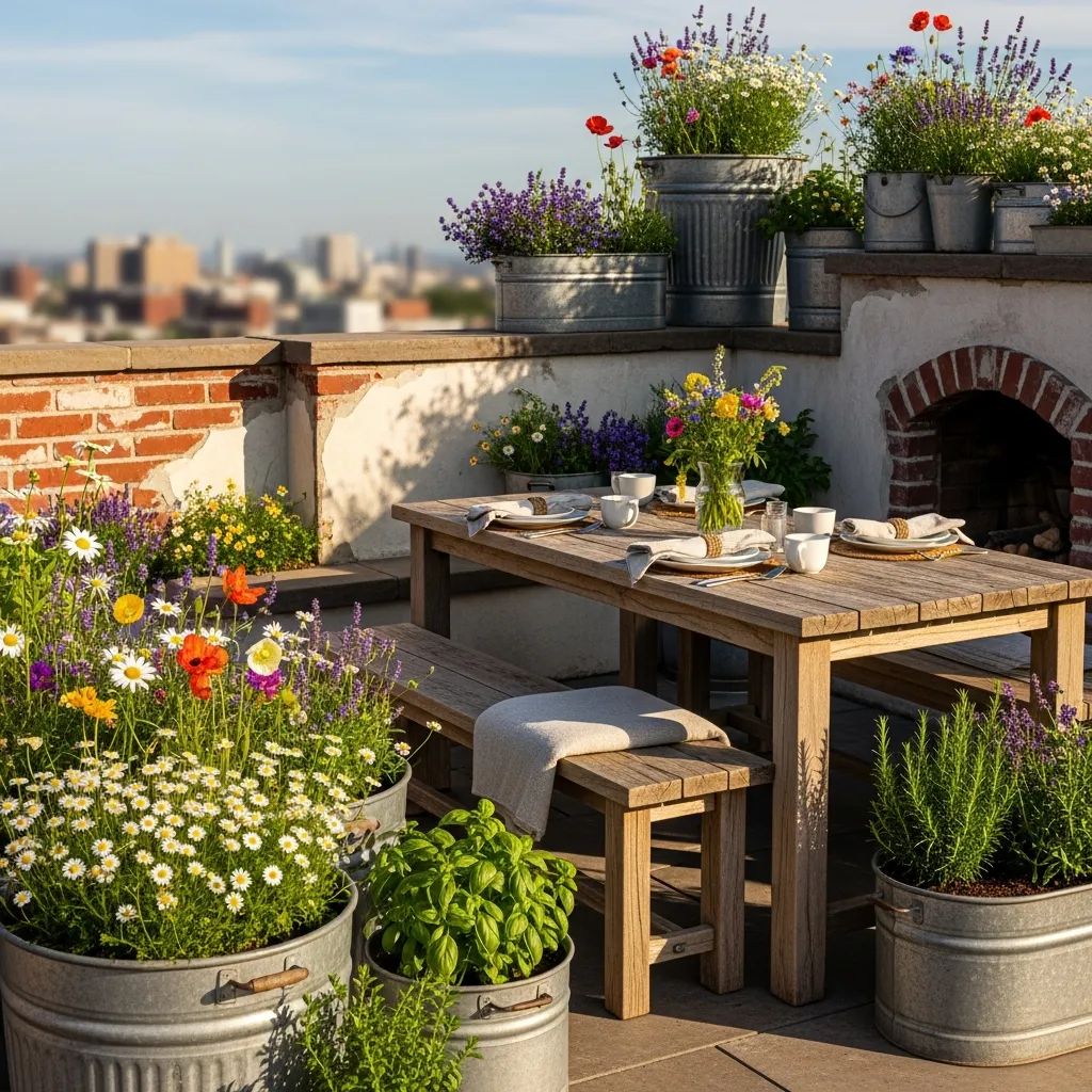 Top 15 Rooftop Oasis Inspirations to Transform Your Urban Space 11 10. Rustic Farmhouse Charm