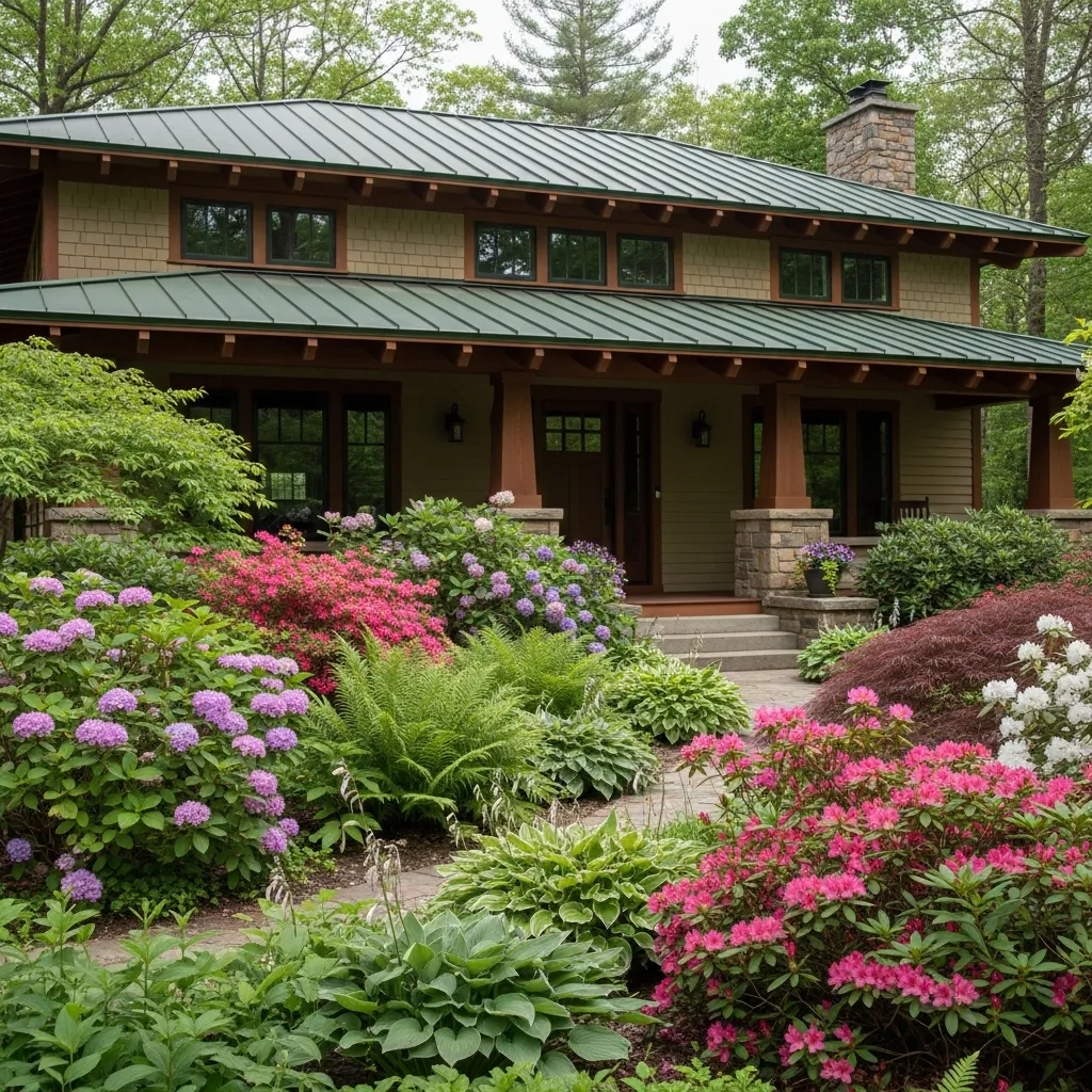 5. Serene Forest Green Roof + Cream Siding
