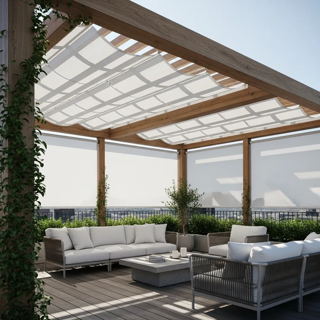 19 Dreamy Rooftop Seating Area Ideas to Inspire Your Space 10 9. Shaded Pergola Haven