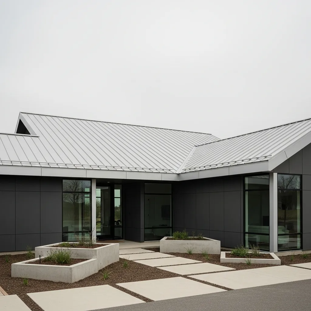 6. Sleek Galvalume/Silver Roof + Dark Gray Siding