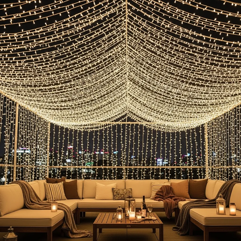 19 Dreamy Rooftop Seating Area Ideas to Inspire Your Space 18 17. String Light Wonderland
