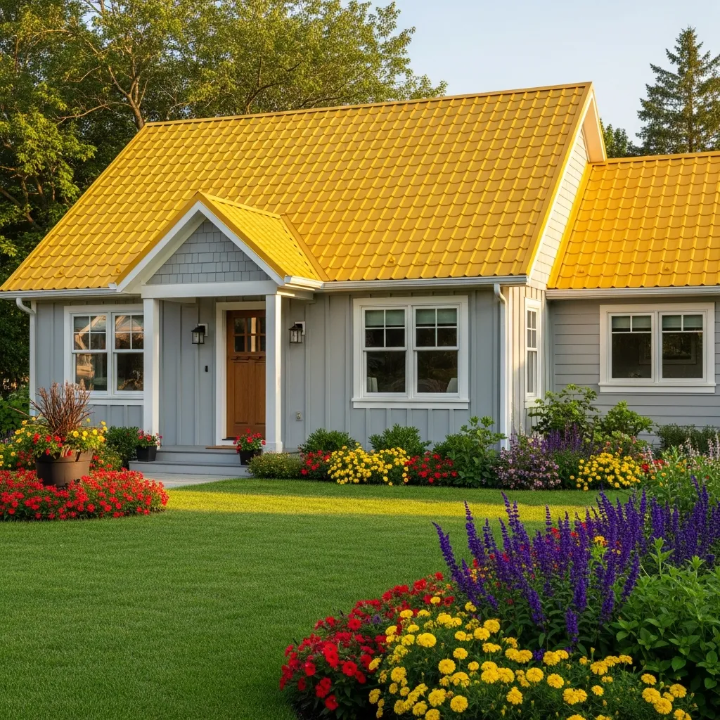 6. Sunshine Yellow Roof & Light Grey House