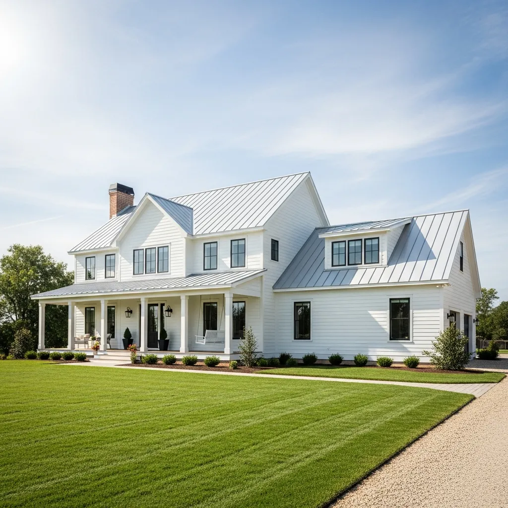 1. The Classic White Farmhouse with Galvalume Standing Seam
