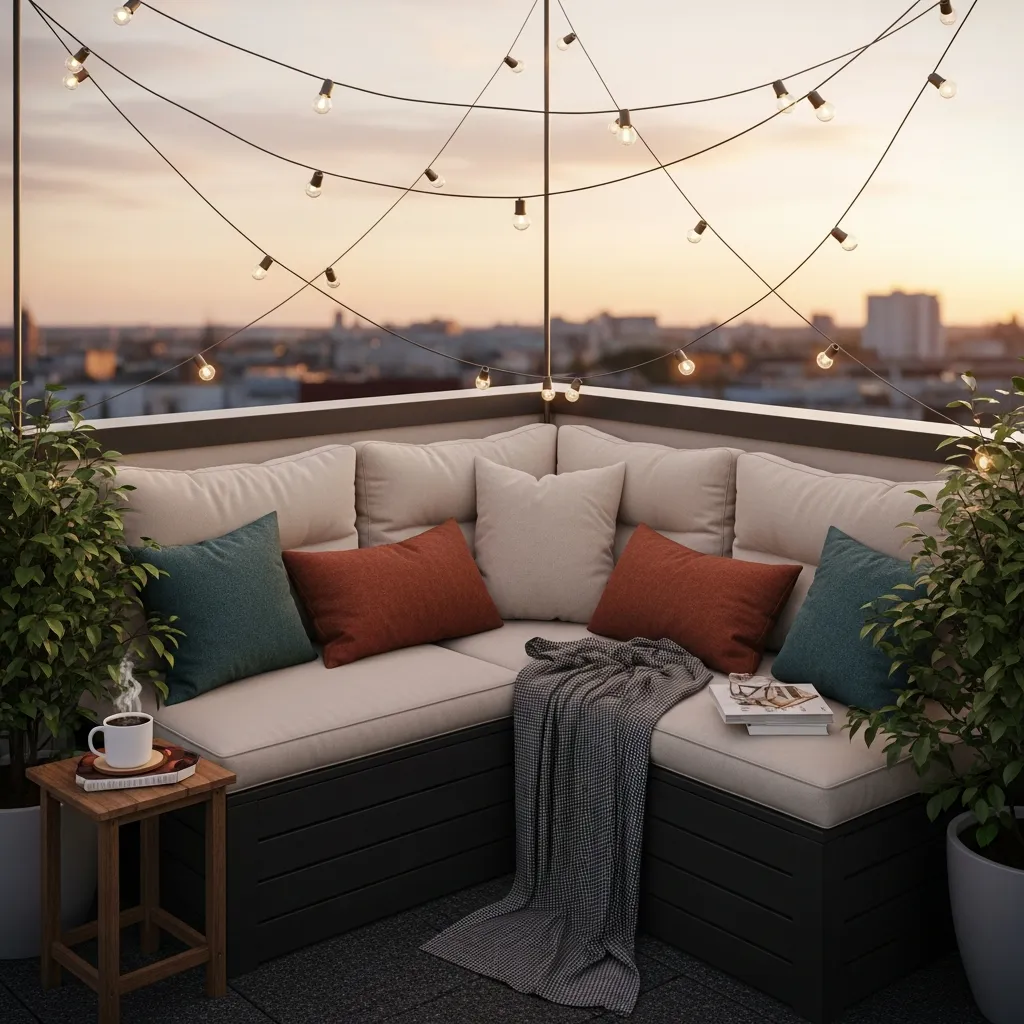 19 Dreamy Rooftop Seating Area Ideas to Inspire Your Space 2 1. The Cozy Corner Nook