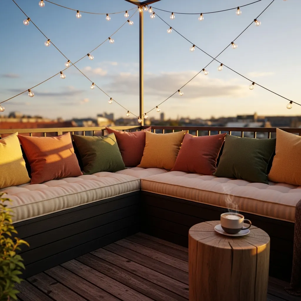Top 11 Rooftop Patio Design Ideas for Small Spaces 4 3. The Cozy Corner Nook