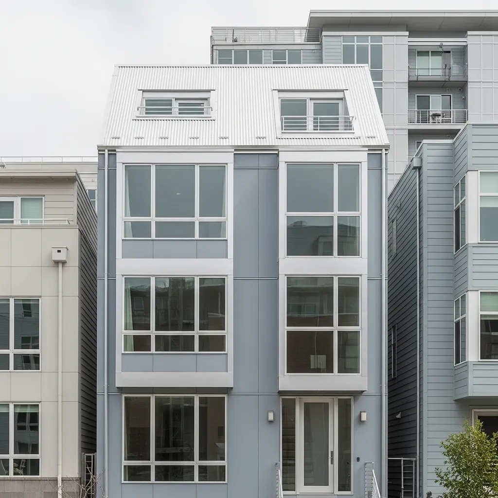 17 Timeless Neutral Color Schemes for Metal Roof Houses 11 10. Urban Gray with Silver Trim & Roof