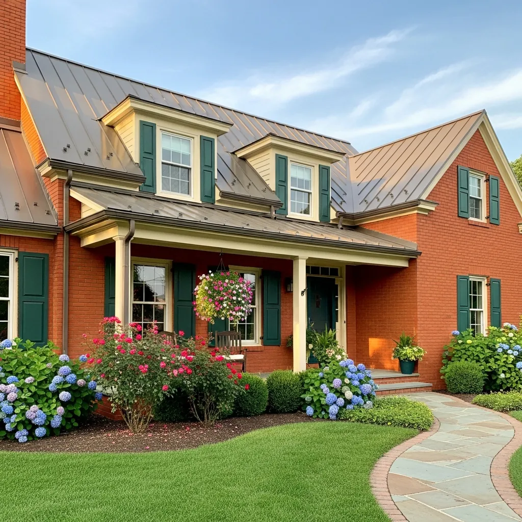 4. Warm Gray and Traditional Orange-Red Brick