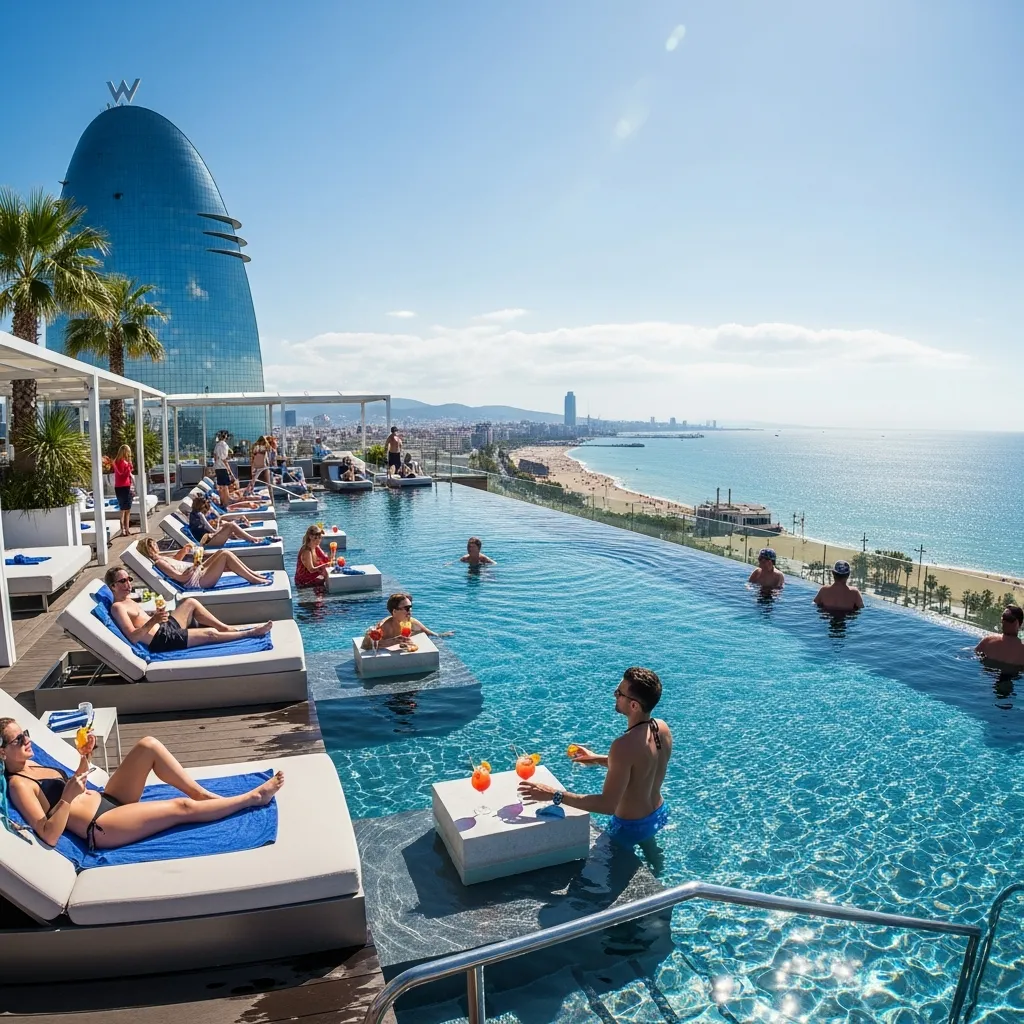 Top 19 Rooftop Pool Decks Around the World You Need to See! 6 5. WET Deck, W Barcelona, Spain