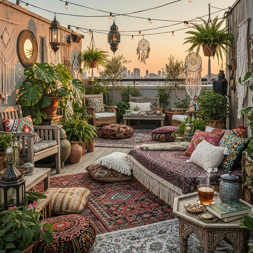 Top 27 Rooftop Deck Before and After Transformations: Inspiring Outdoor Oasis Ideas 25 24. Bohemian Oasis: Eclectic Decor and Relaxed Vibes