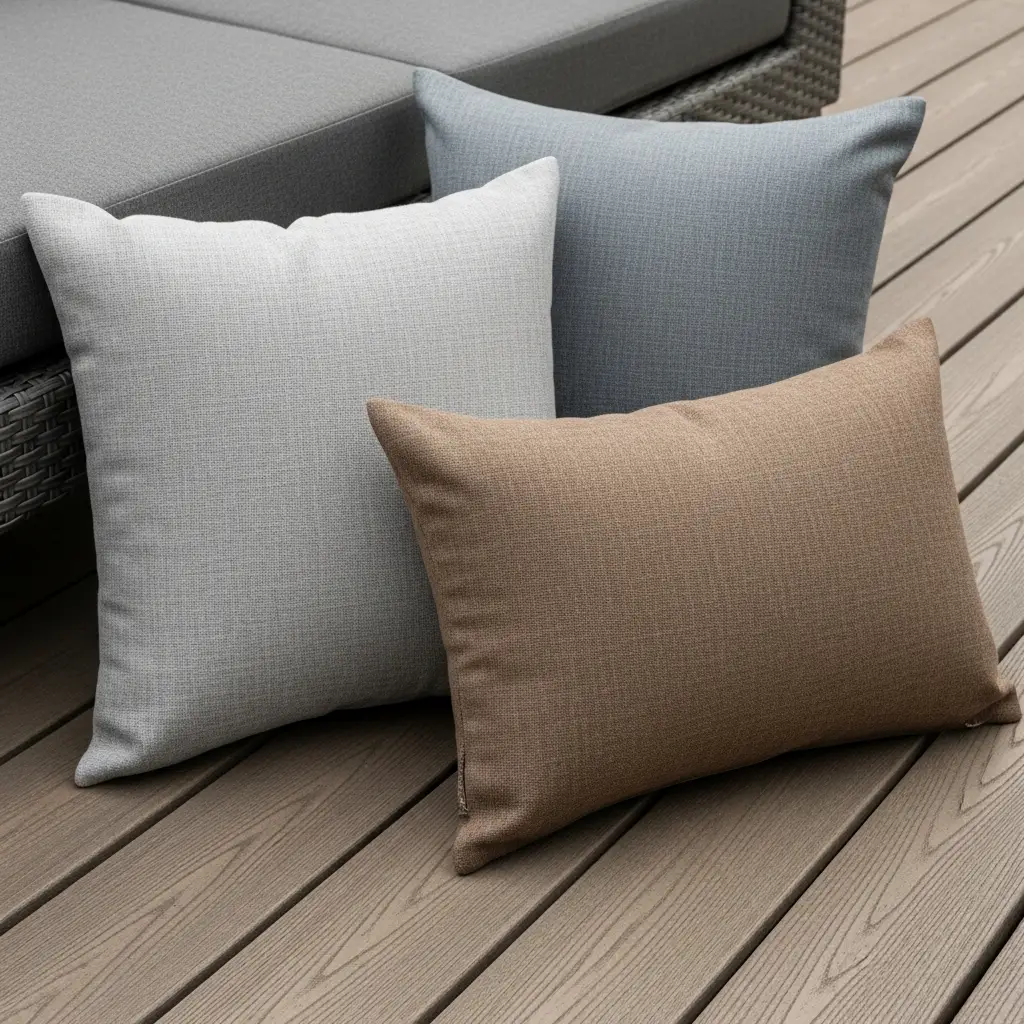 21. Brown-Gray Deck with Brown and Gray Throw Pillows