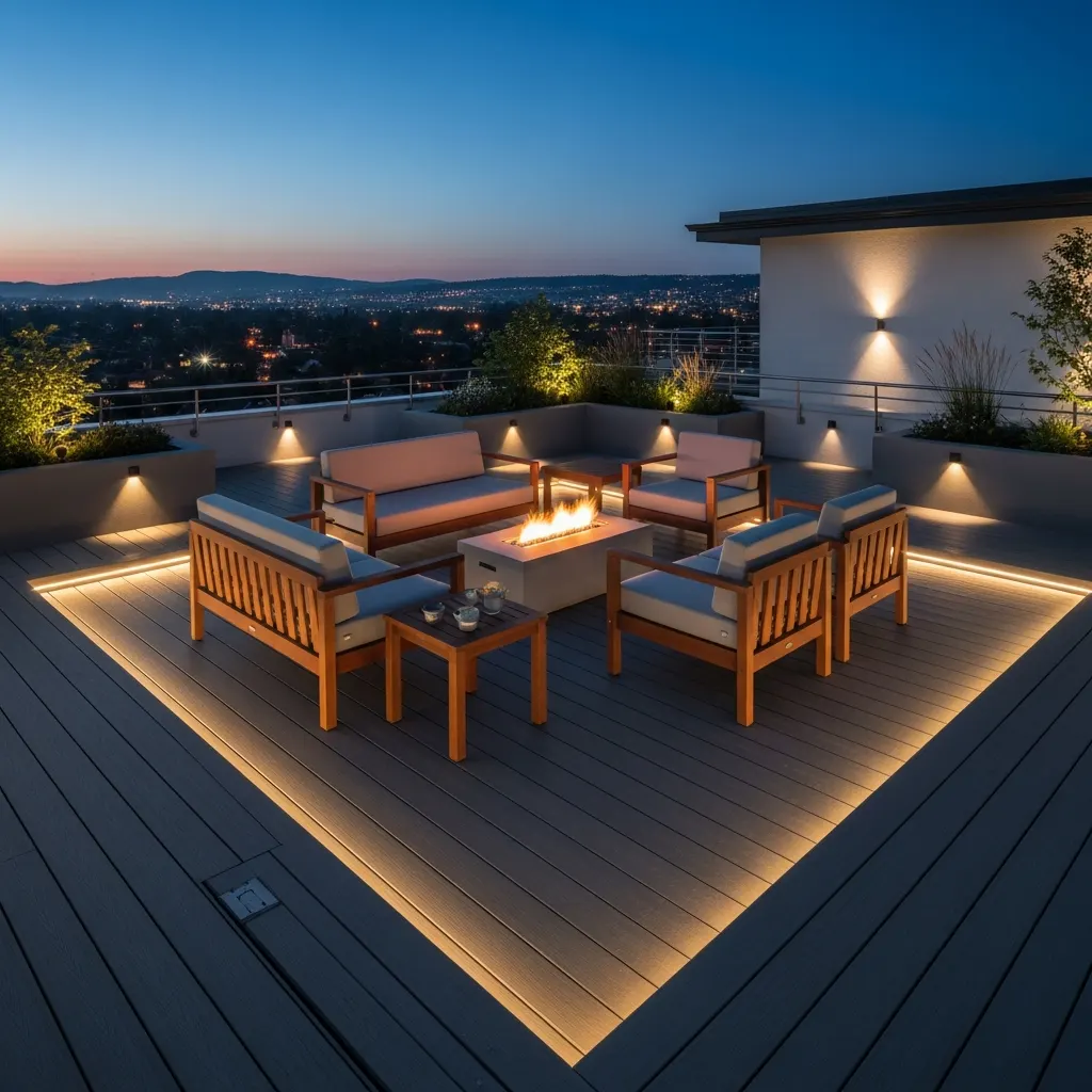 13. Charcoal Gray Deck with Mahogany Brown Furniture