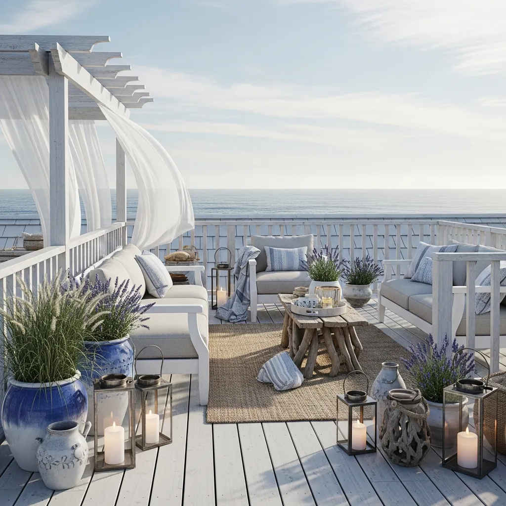 Top 27 Rooftop Deck Before and After Transformations: Inspiring Outdoor Oasis Ideas 28 27. Coastal Cottage: Light Colors and Seaside Accents